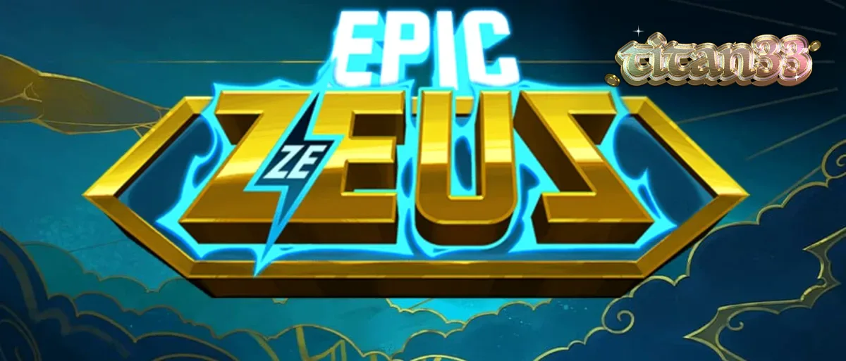 Tampilan visual slot Epic Ze Zeus dengan latar belakang kuil Yunani dan petir yang menyambar.
